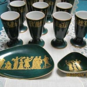 13 Pcs.Hunter Green Royal Porzellan BavariaKM Cups